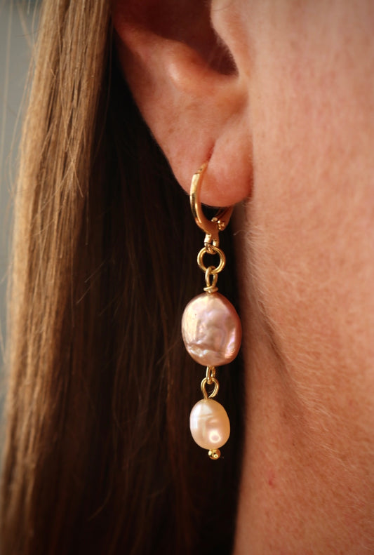 Fresh Water Drop Pearls -Gold