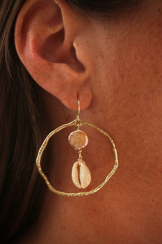 Shells & Pearls Hoops-