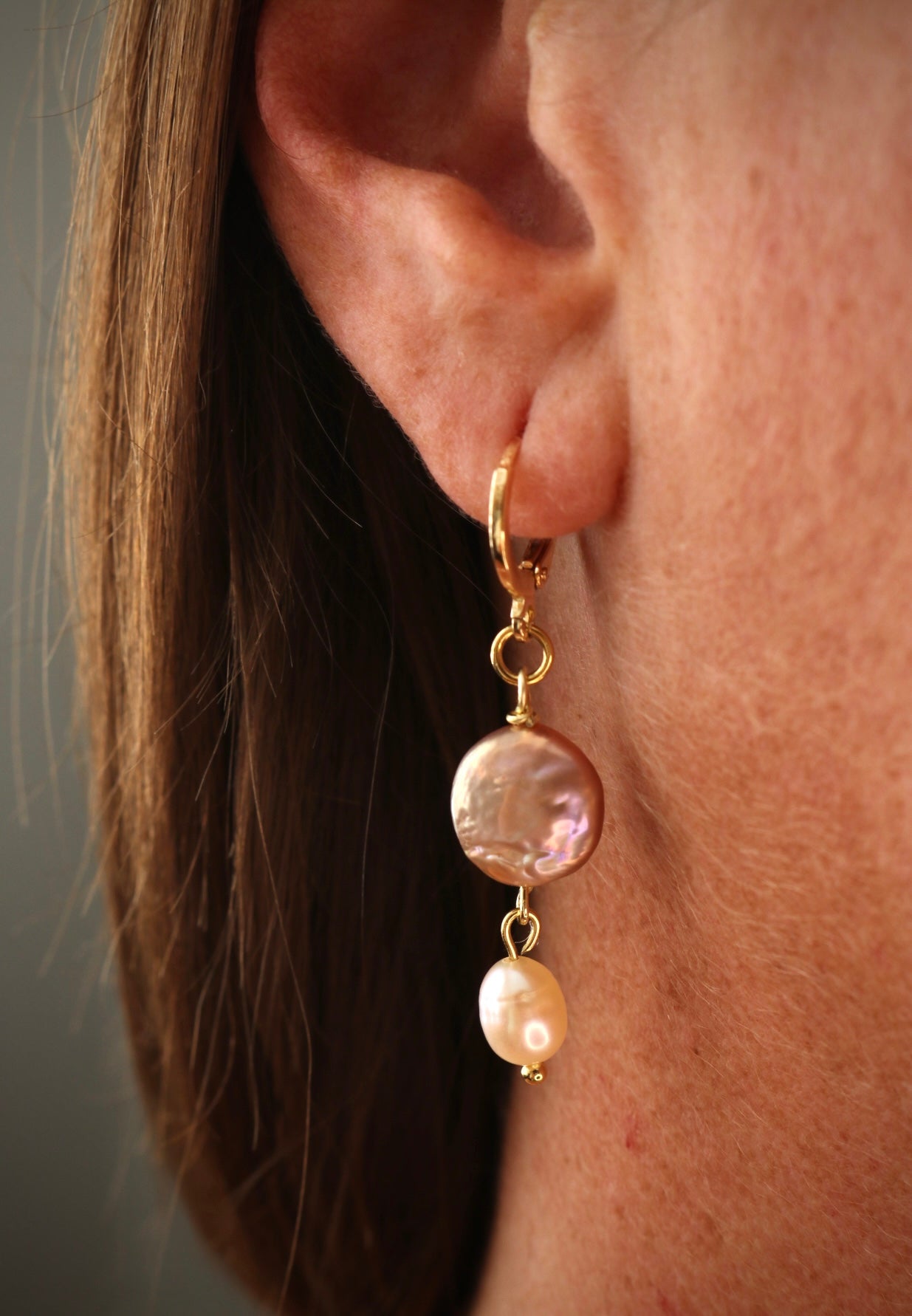 Fresh Water Drop Pearls -Gold